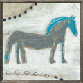 Horse with Blue Mane Art Print - Grey Wood