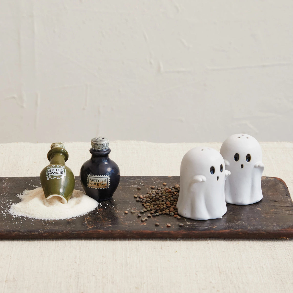 Stoneware Ghost Salt & Pepper Shaker Set