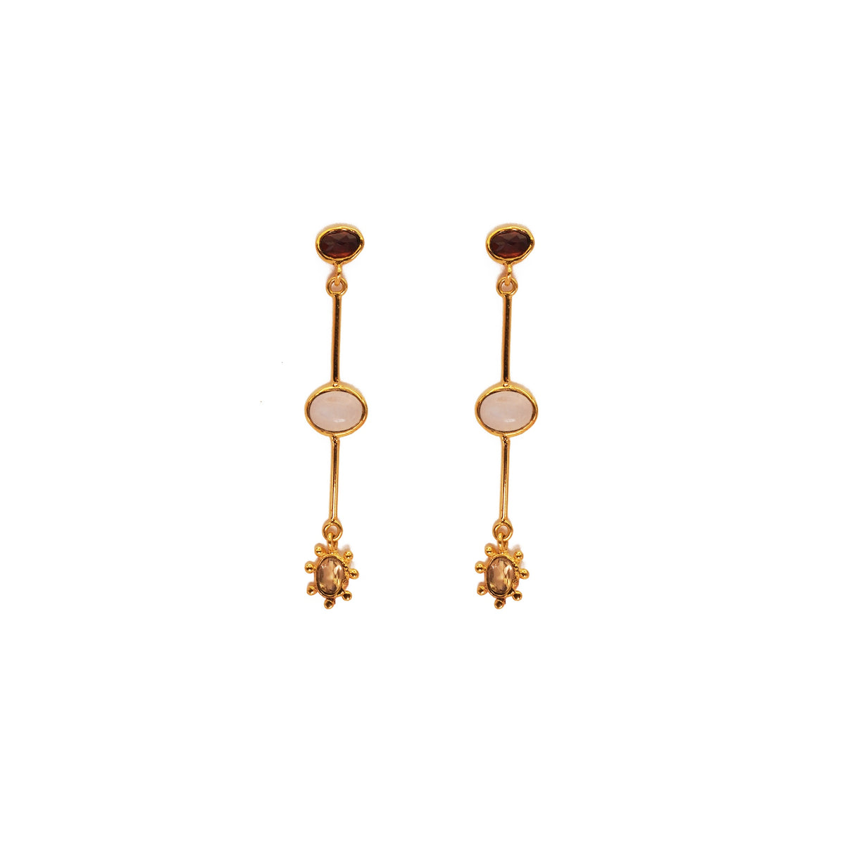 ***Multi-Stone double dangle Earrings