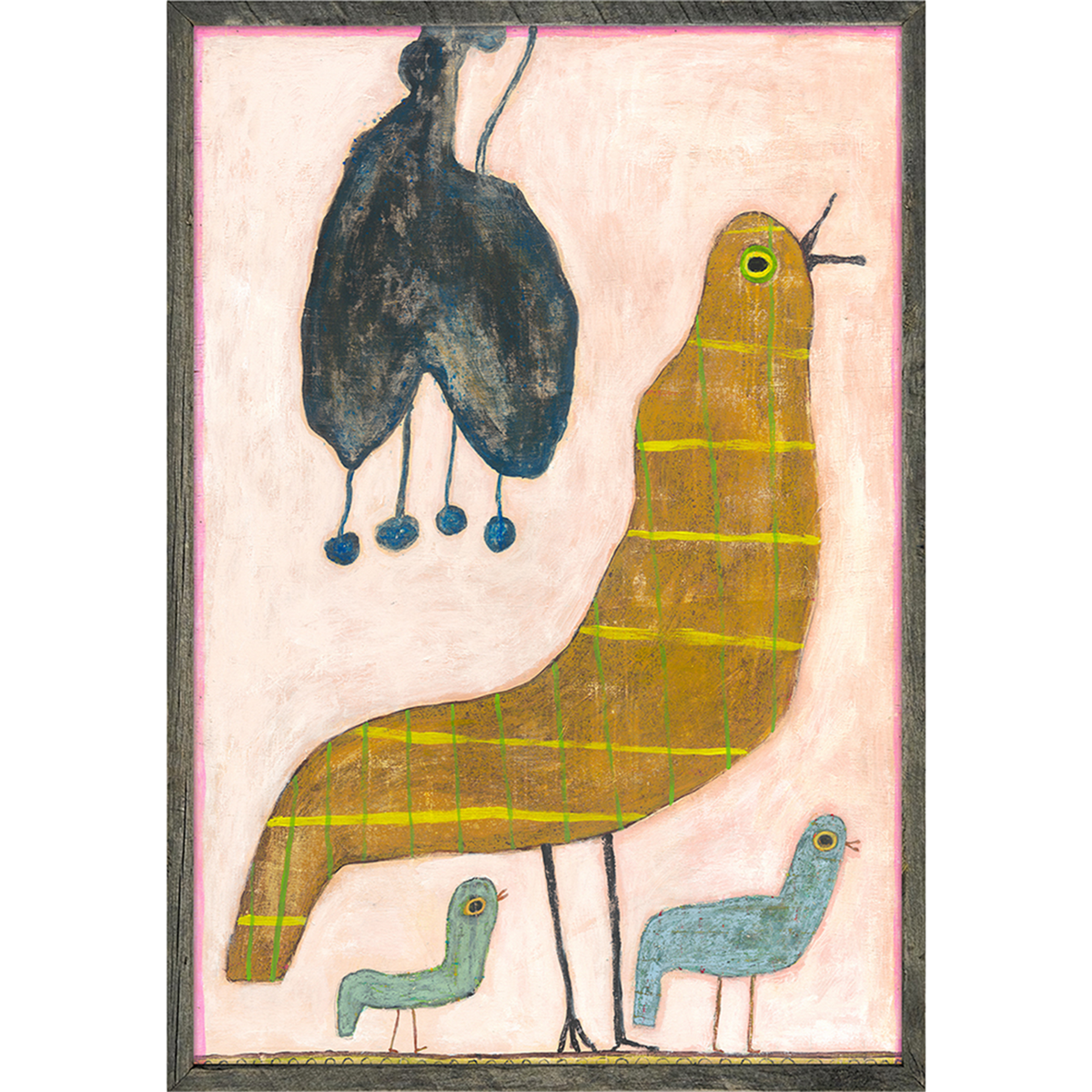 Mama Loves Her Baby Birds Art Print - Grey Wood
