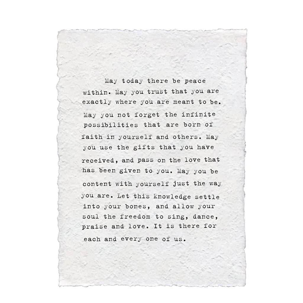 May Today There Be Peace Within Handmade Paper Print - 12x16