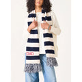 Whipstitch Knit Scarf - Navy/Heathered Cream