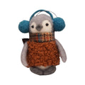 Boy Penguin With Teal Earmuffs & Boucle Brown Sweater Ornament - Huddle of Penguins Collection