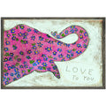 Pink Elephant Art Print - Grey Wood