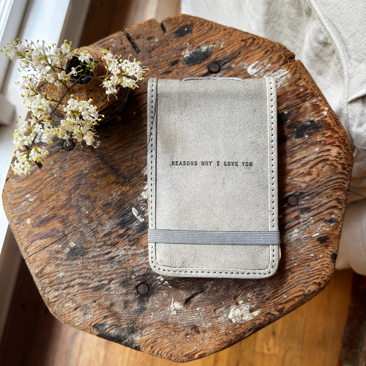 Reasons Why I Love You Mini Signature Leather Journal - Stone