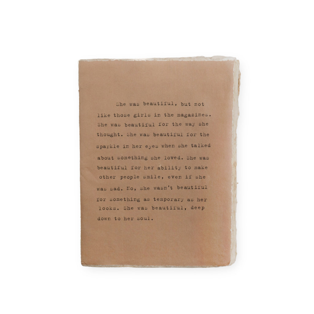 She Was Beautiful Large Deckled Edge Notebook - Clay