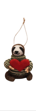 Sloth With Red Heart Ornament - Snuggle of Sloths Collection
