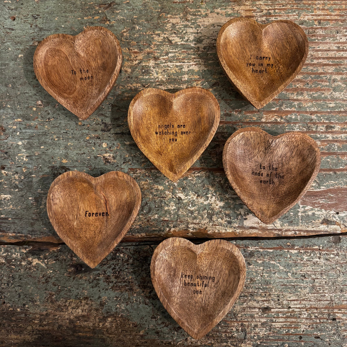 I Carry You In My Heart Wood Heart Trinket Tray