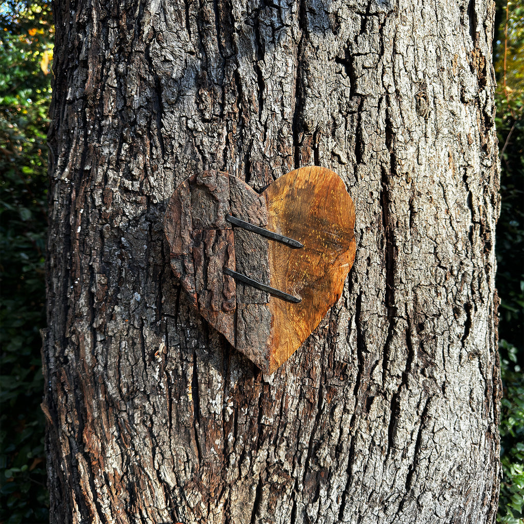 Rustic Carved Heart with Nails - 8x8