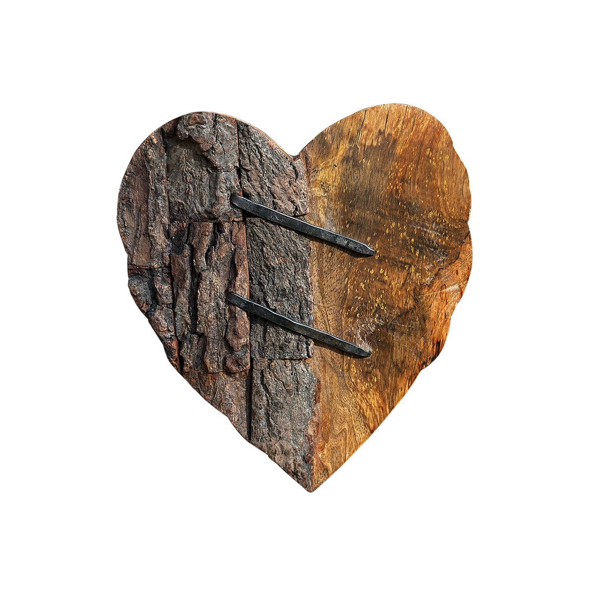 Rustic Carved Heart with Nails - 8x8