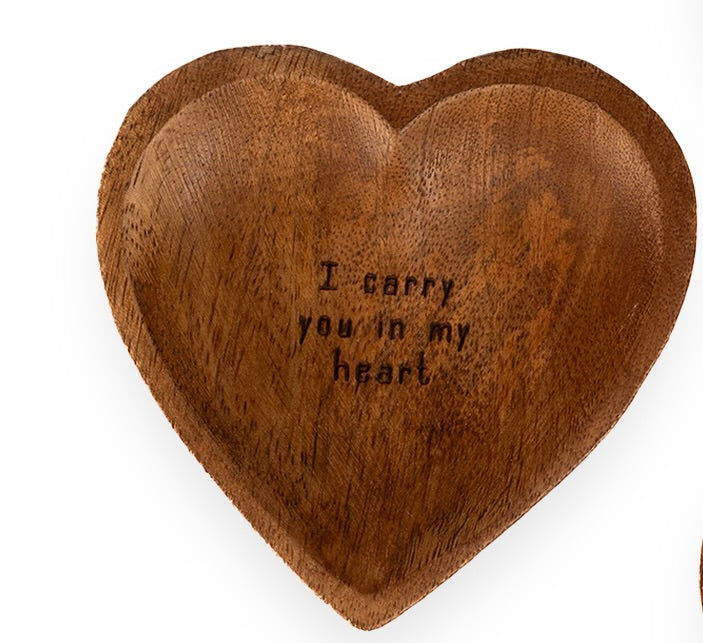 I Carry You In My Heart Wood Heart Trinket Tray