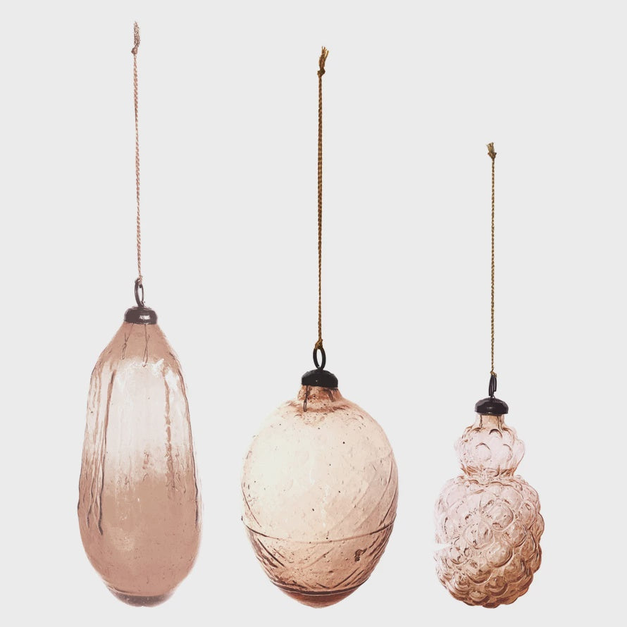 Blush Hand-Blown Glass Ornament - 3 Various Sizes