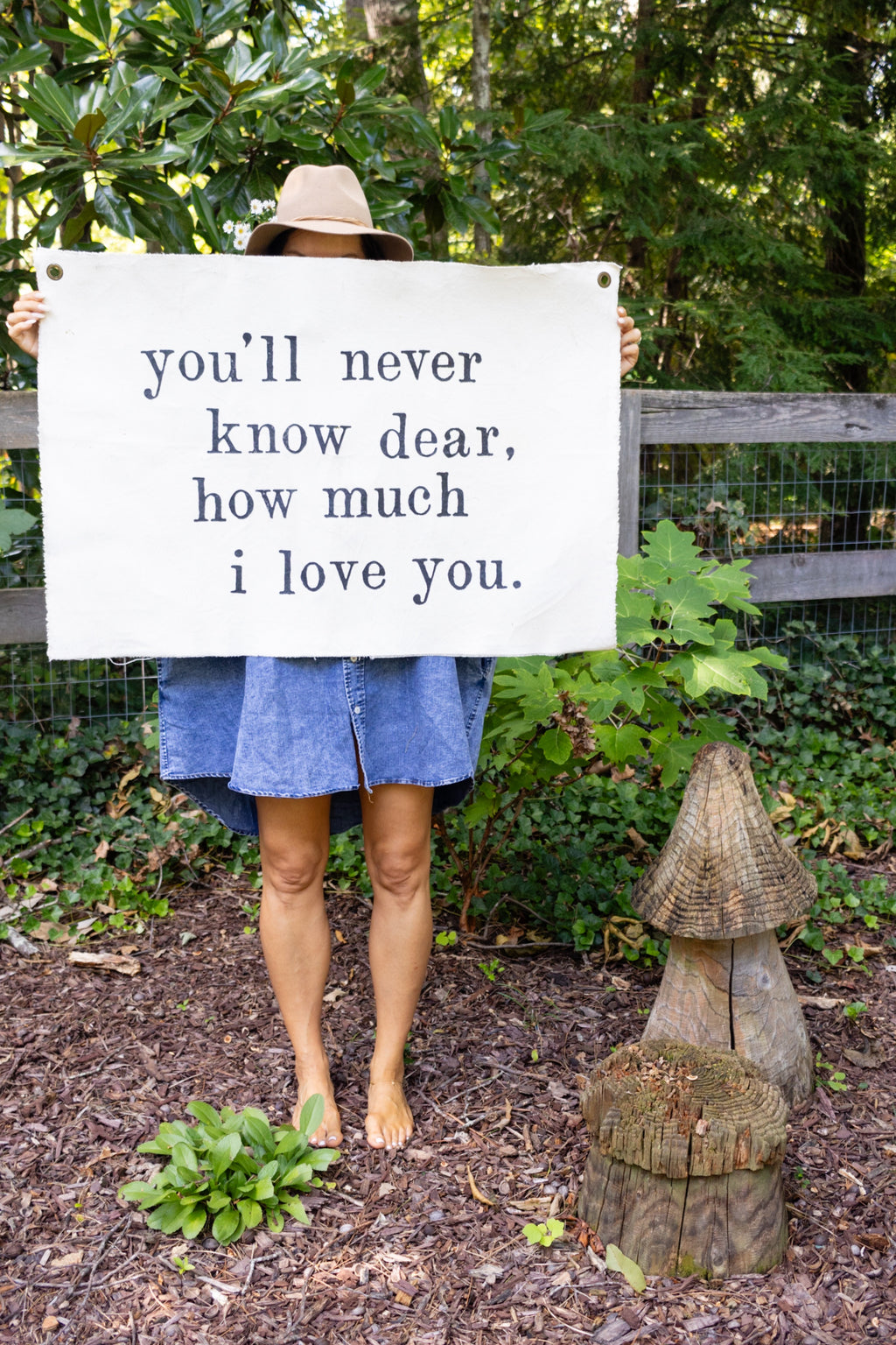 You'll Never Know Dear Hand Painted Wall Tarp - 37x25
