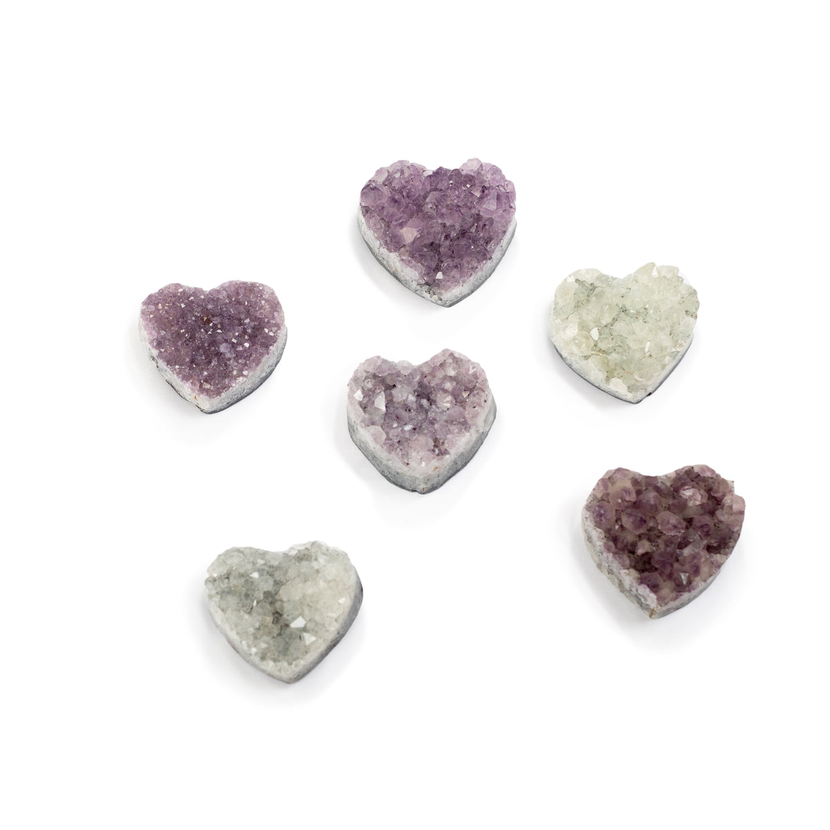 Small Dark and Pale Amethyst Hearts - size and color will vary
