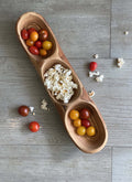 Olive Wood 3 Side Appetizer Dish 14″