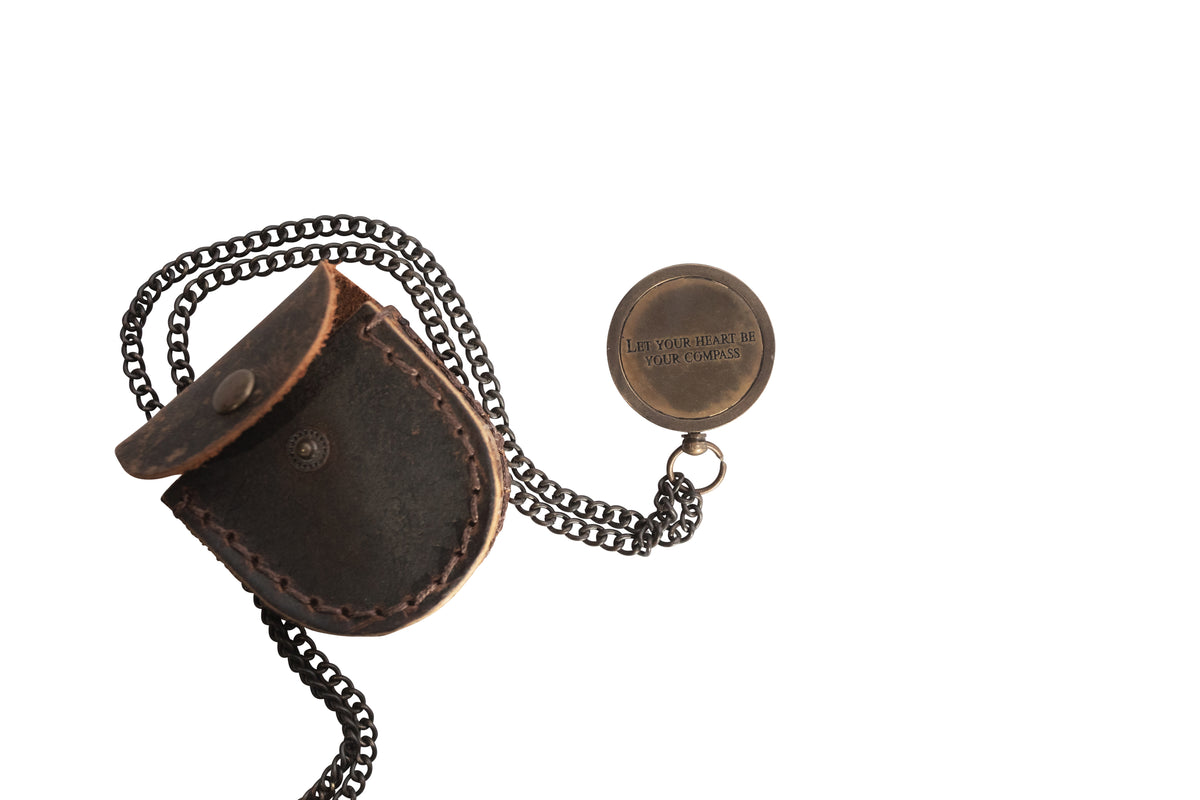 ***Let Your Heart Be Your Compass with Leather Pouch