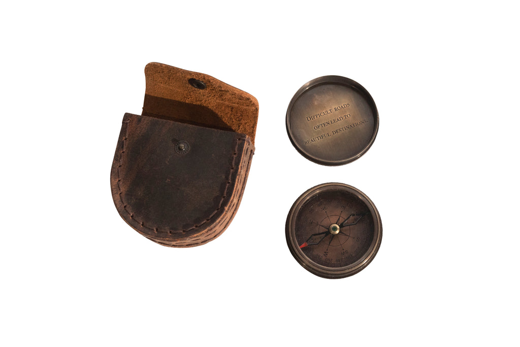 Compass with Leather Pouch