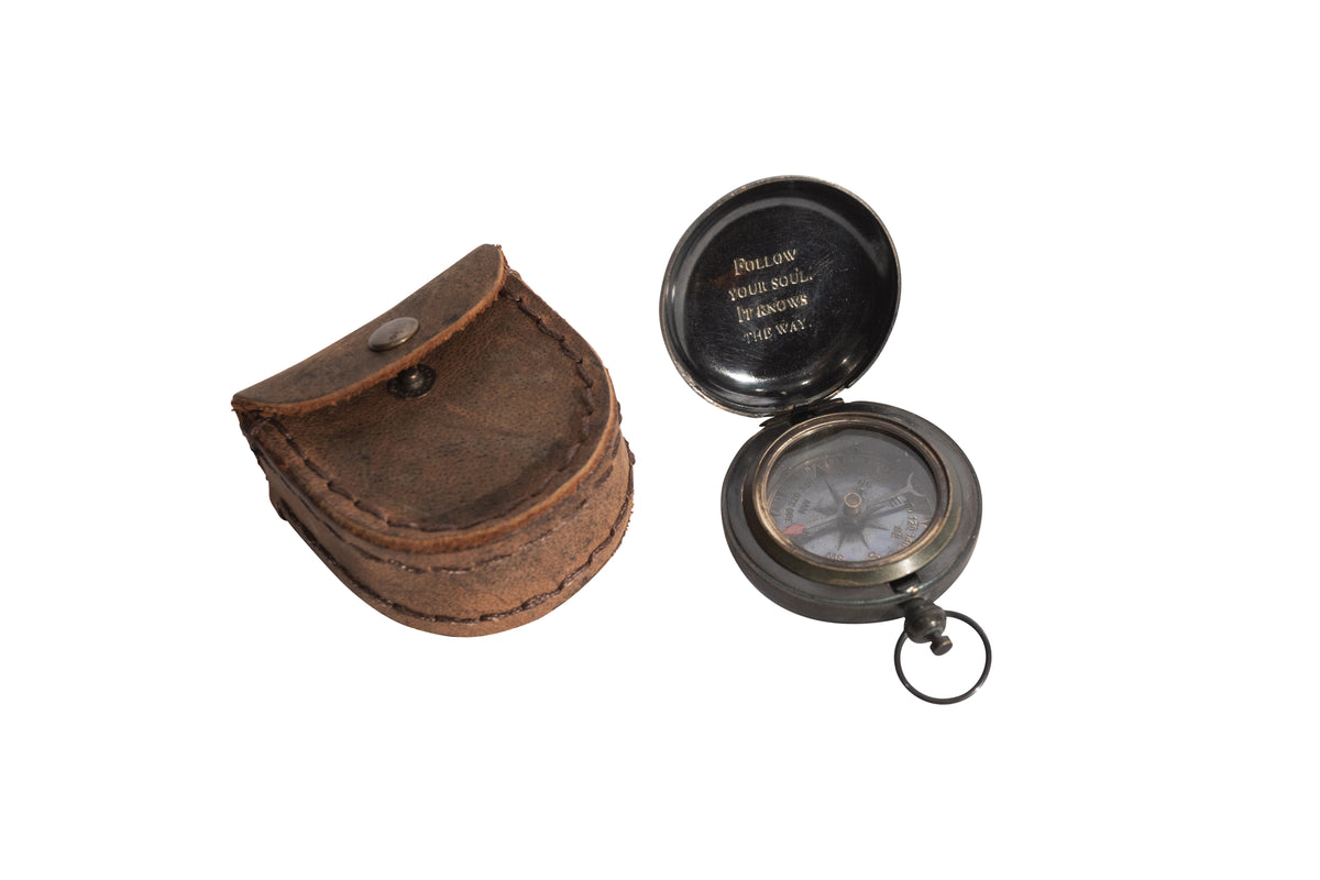Compass with Leather Pouch